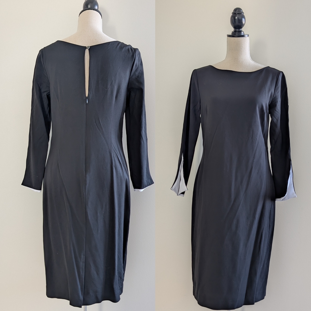 Banana Republic Black and White Long Sleeve Slit Dress